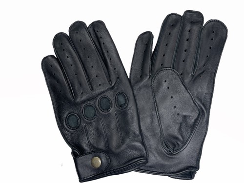 MEN'S CHAUFFEUR REAL SHEEPSKIN LEATHER CAR DRIVING GLOVES with snap - Picture 11 of 17