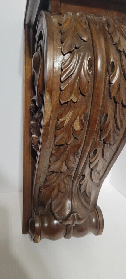 Italian Hand Carved Wood Corbel Wall Shelf Bracket Acanthus Leaf Wall Decor Gift - Image 4 of 4