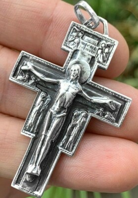 Jesus Orthodox Cross Saint Francis Damien Crusifix 925 Sterling