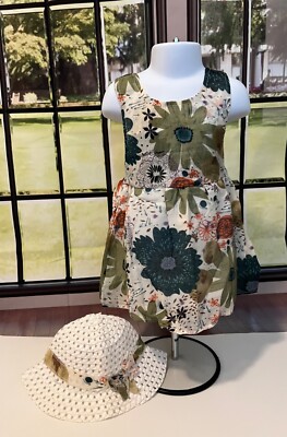 Toddler girl floral dress with bow and hat 9m-2T