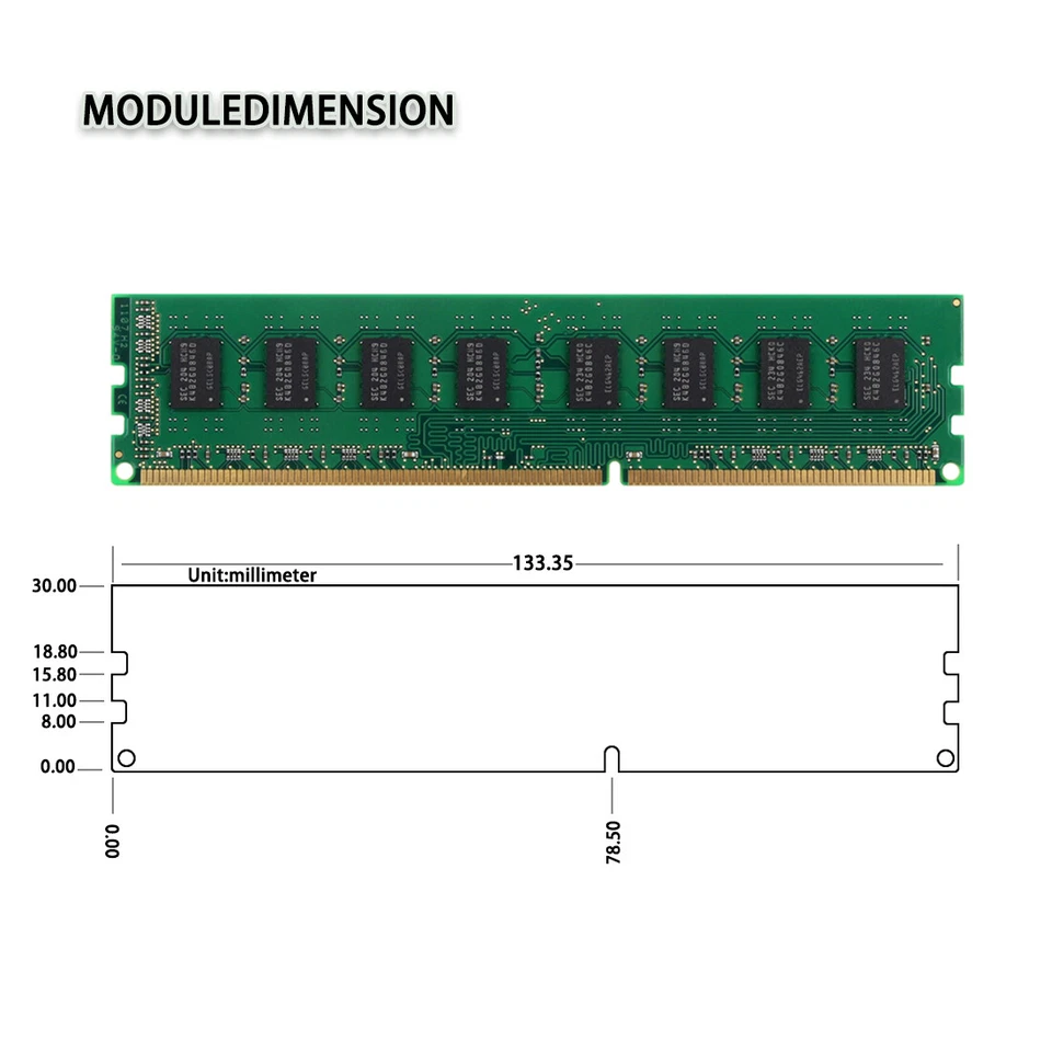 Samsung 8G 2X 4GB 2Rx8 PC3-10600 DDR3 RAM 1333Mhz 240Pin Desktop Speicher Memory - Bild 2 von 4