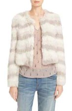 Joie Toshi Rabbit Fur Chevron Jacket