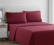 Clara Clark Microfiber 4 pc King Burgundy Red Sheets Allergy Free 1800 Set