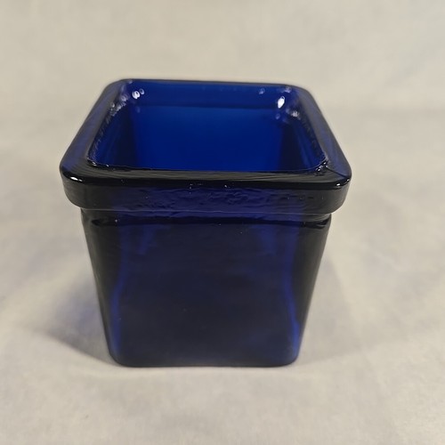 Vtg. Cobalt Blue Square Art Glass Votive Candle Holder or Succulent Planter - Picture 2 of 8