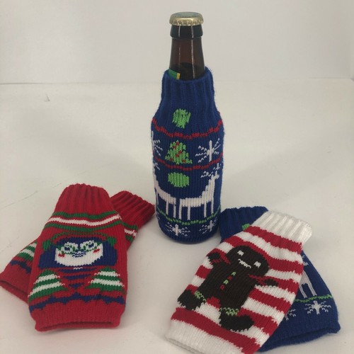 Assorted Uncle Bobs Ugly Beer Bottle Christmas Sweaters Koozie Set of