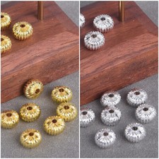 8mm 10mm Round Plated Plicated Brass Metal Loose Beads for Jewelry Making