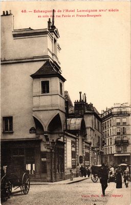 Old postcard Old PARIS 4th rue de Pave et Francs-Bourgeois. Hotel Lamoignon (463988)