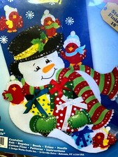 18" "Snowman  Cardinals" Christmas Stocking Kit 5231 Felt Sequins Design Works