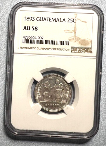 1893 Guatemala 25 cents NGC AU58 - Scarce