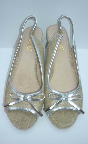 LOTUS beige linen textile slingback bow front casual holiday sandals UK 4 - Picture 6 of 8