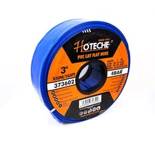 Hoteche 3 in. x 165 ft. 50M PVC Discharge Water Hose Lay Flat Hose Blue 373602
