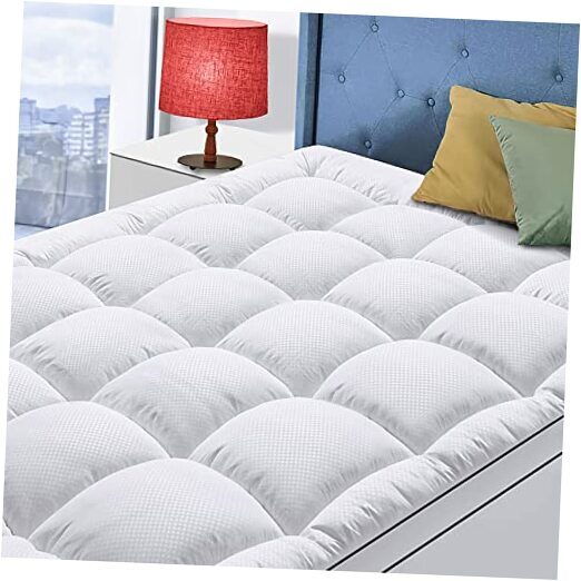 Size Mattress Topper for Back Pain, Cooling Extra Thick Mattress Queen White