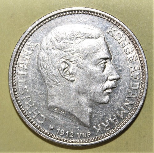 S10 - Denmark 2 Kroner 1912 Choice Uncirculated Silver Coin - King Christian X - Picture 2 of 2