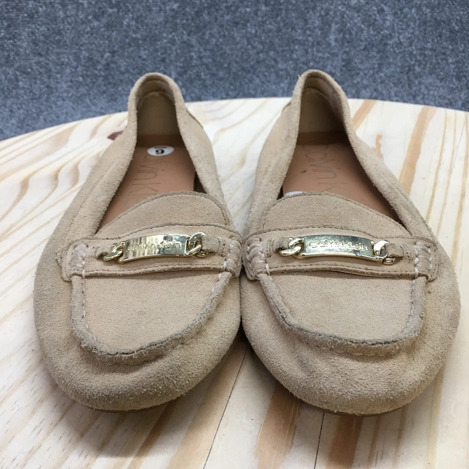 Calvin Klein Zapatos Mujer 9 Lunasi Mocasines Planos Marrón Gamuza Sin Cordones Foto 4 de 4