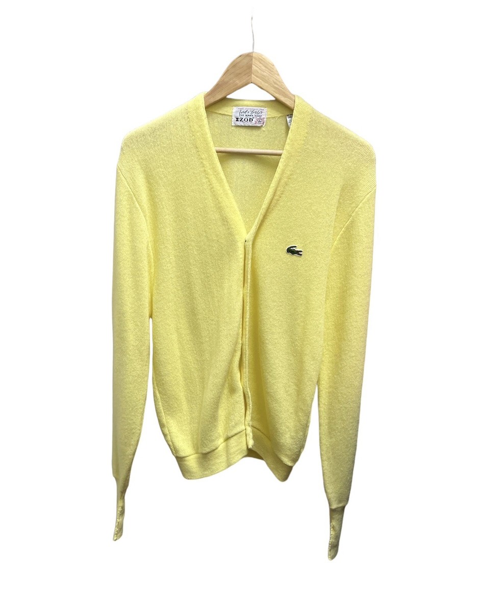Vintage 60-70s Lord Taylor IZOD Yellow Cardigan Sweater Large