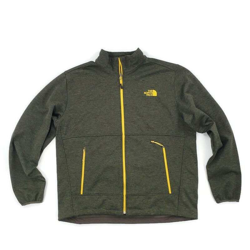 The North Face Jacket Mens XL Soft Shell Coat Green Yellow Full