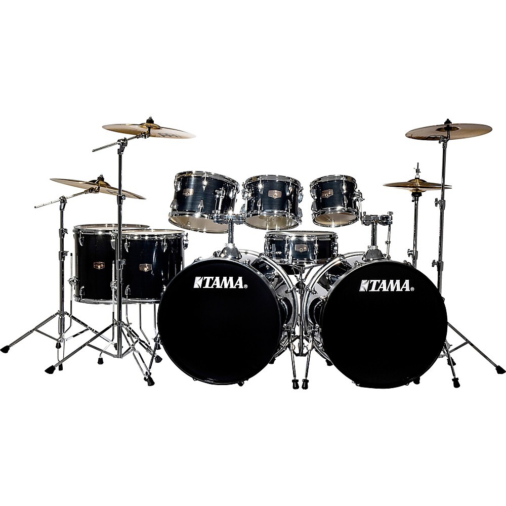 TAMA Imperialstar Набор из 8 двойных бас-барабанов с тарелками MEINL HCS Hairline Blk