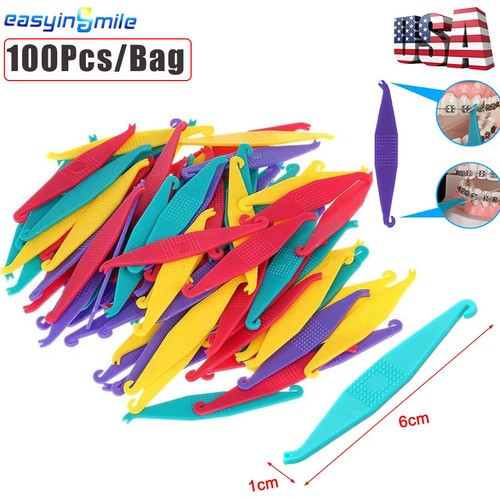 100Pcs Orthodontic Elastic Placer for Elastic Bands for brace - Assorted Color - 第 1/10 張圖片