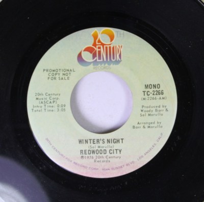 Pop Promo 45 Sal Marullo - Winter'S Night / Redwood City On 20Th Century Records