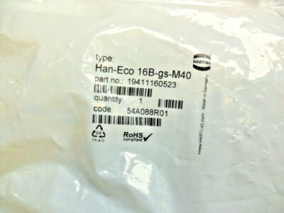 QTY 2 - HARTING 19411160523 Han-Eco 16B SE M40 with cable gland NIB 