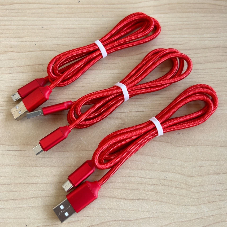 Paquete de 3 cables de sincronización de datos cargador rápido micro USB Samsung LG HTC Android Foto 2 de 4