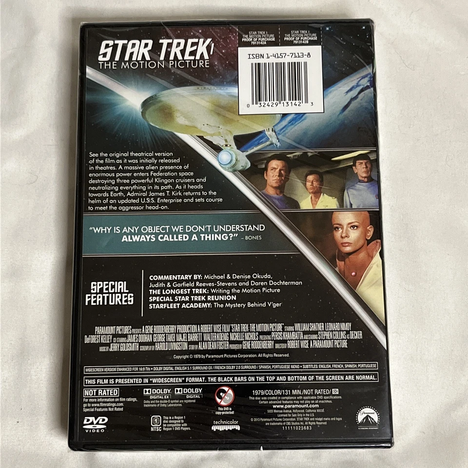 Star Trek The Motion Picture DVD Kirk Spock McCoy Enterprise Widescreen Sealed - Image 4 of 4