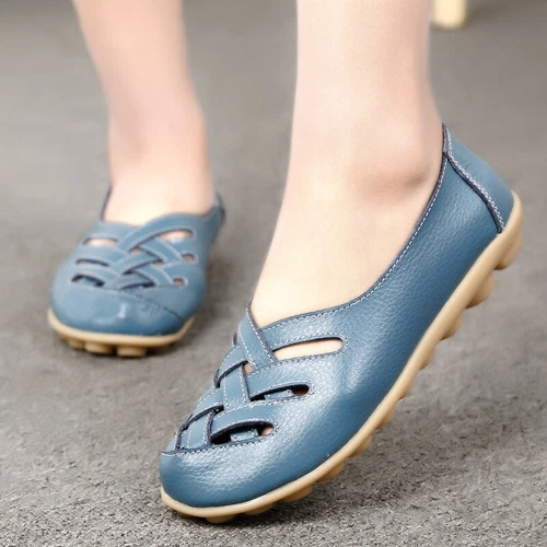 UK Women Ladies Slip On Leather Comfy Work Summer Casual Loafers Shoes Sizes $ - Picture 4 of 36
