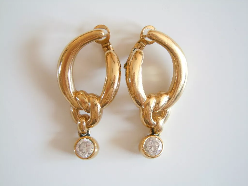 Pierre Lang Gold Plated Earrings Stud Earrings With Clip Clear