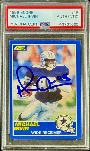 Michael Irvin Signed Autographed 1989 Score Rookie Card #18 PSA 43761065