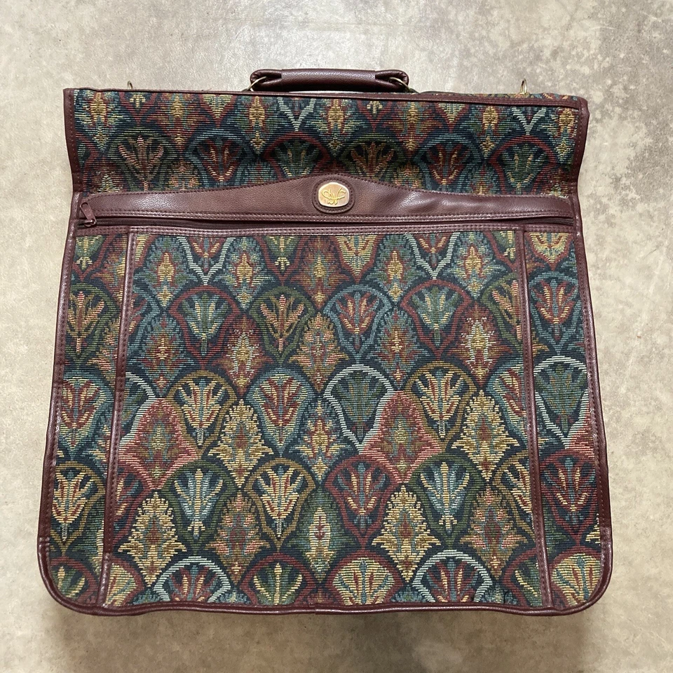 De Colección Diane Von Furstenberg Cuero Borde Tapiz Maleta Bolso de Ropa Multicolor Foto 2 de 4