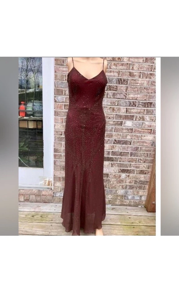 Brown/Burgundy Beaded Goth Fairy Y2K/90s Sue Wong Formal Prom Dress - Image 2 of 4