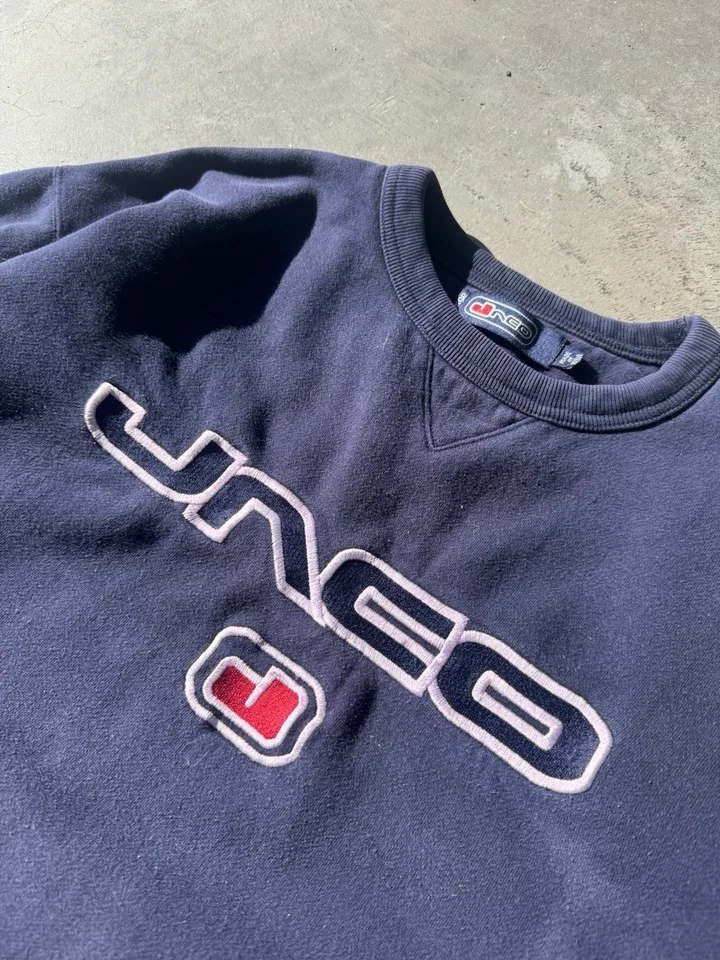 Винтажный вышитый круглый вырез 90-х Jnco с надписью размер L - Изображение 3 из 4