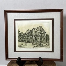 Alex Uy Framed Signed & Numbered 83/100 Engraving Loboc Church 8”x6.5”