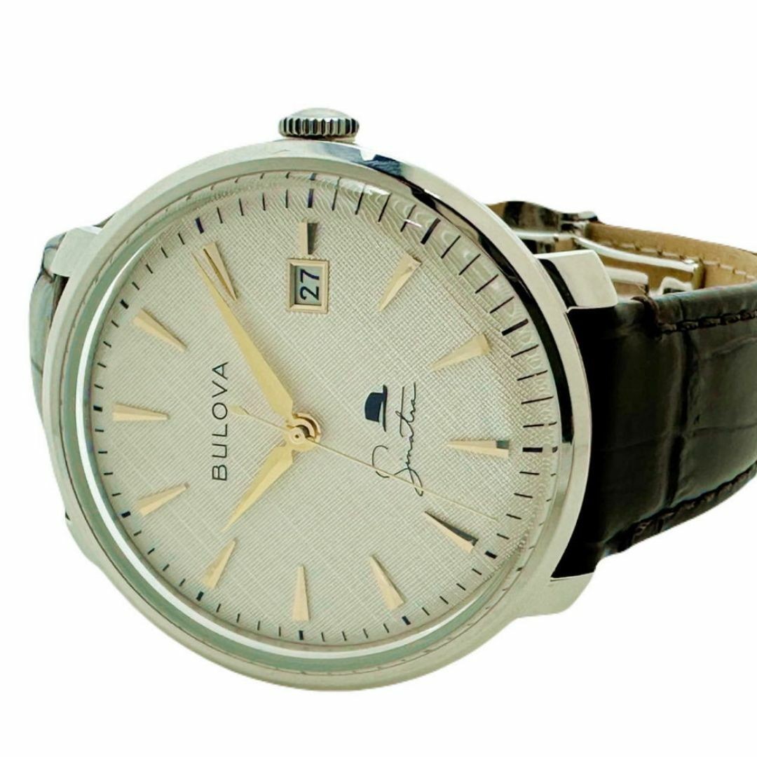 Bulova Men’s Watch Frank Sinatra Automatic White Leather Used From Japan image 2