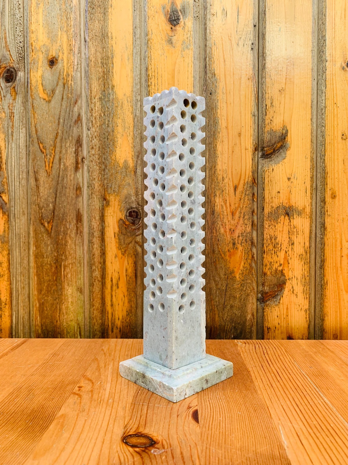 Brutalist-Inspired Stone Ornate Candle/ Incense Stand