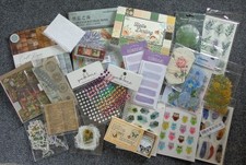 Lot of Scrapbooking Ephemera Paper Stickers Cardstock Pad Gems Junk Journaling