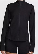 Women  s Nike One Rib Dri-FIT Full Zip Black Training Jacket HJ5398 Medium NWT