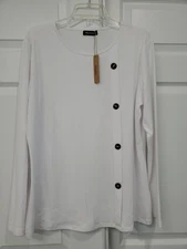 NEW Minetom Women's Long Sleeve Round Neck Side Button Top Size Large