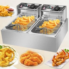 ZOKOP 5000W 12.7QT Electric Deep Fryer Dual Tank Food Commercial Restaurant Hot