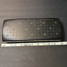 Vintage Men's Tie Tack Jewelry Holder Box Case Black Gold Crown 9.5" x 3.5"