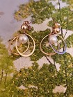 VTG 14k.Yellow Gold Nabco Cultured Freshwater Pearl Double Wire Drop Earrings — photo 7