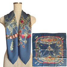 HERMES Carre 90 "TERRES PRECIEUSES" 100 Silk Scarf Vintage Rare Cleaned