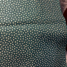 1 Yard 20  Cotton Fabric Dark Blue/Green with Small White Flowers 44  Wide