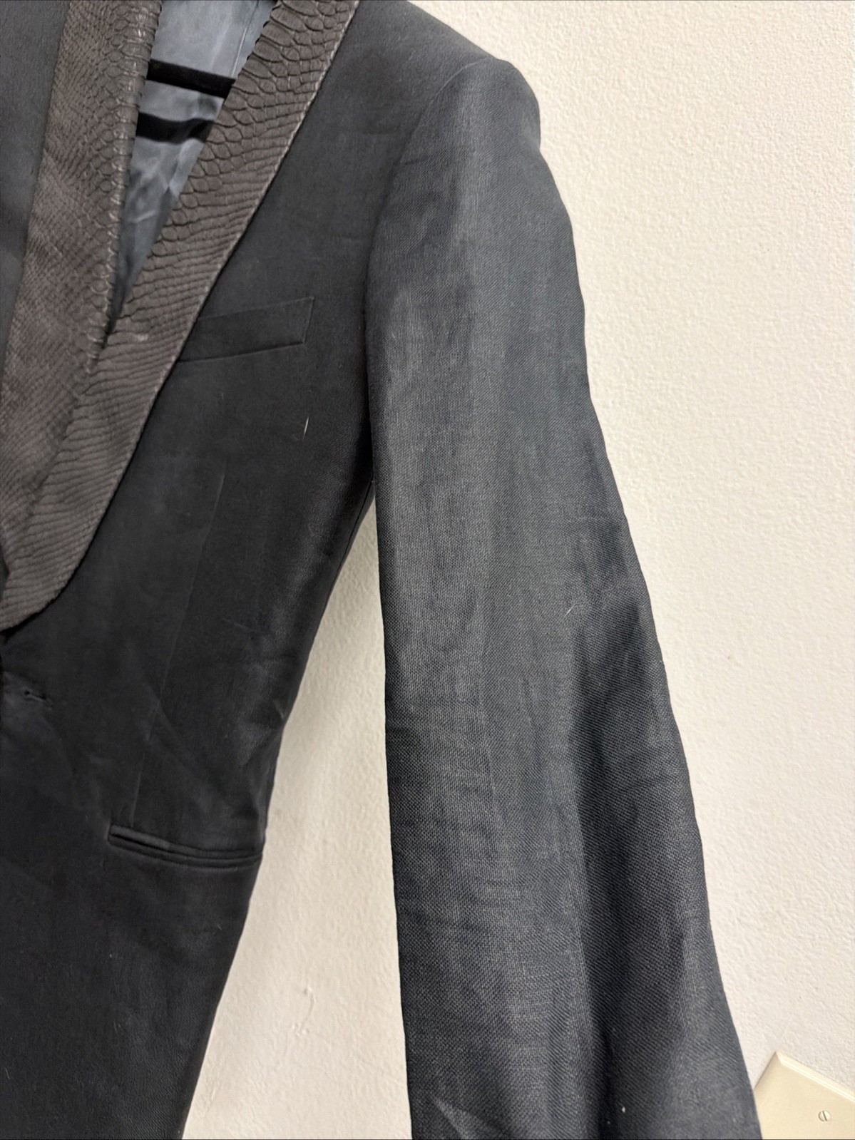 Roberto Cavalli Black Python Collar Blazer Size 48 - image 9