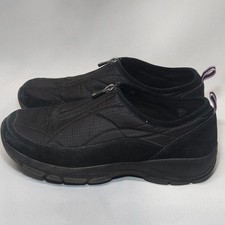 Lands' End All-Weather Zip-Front Low-Top Shoes Women's Size 10B Black Quilted