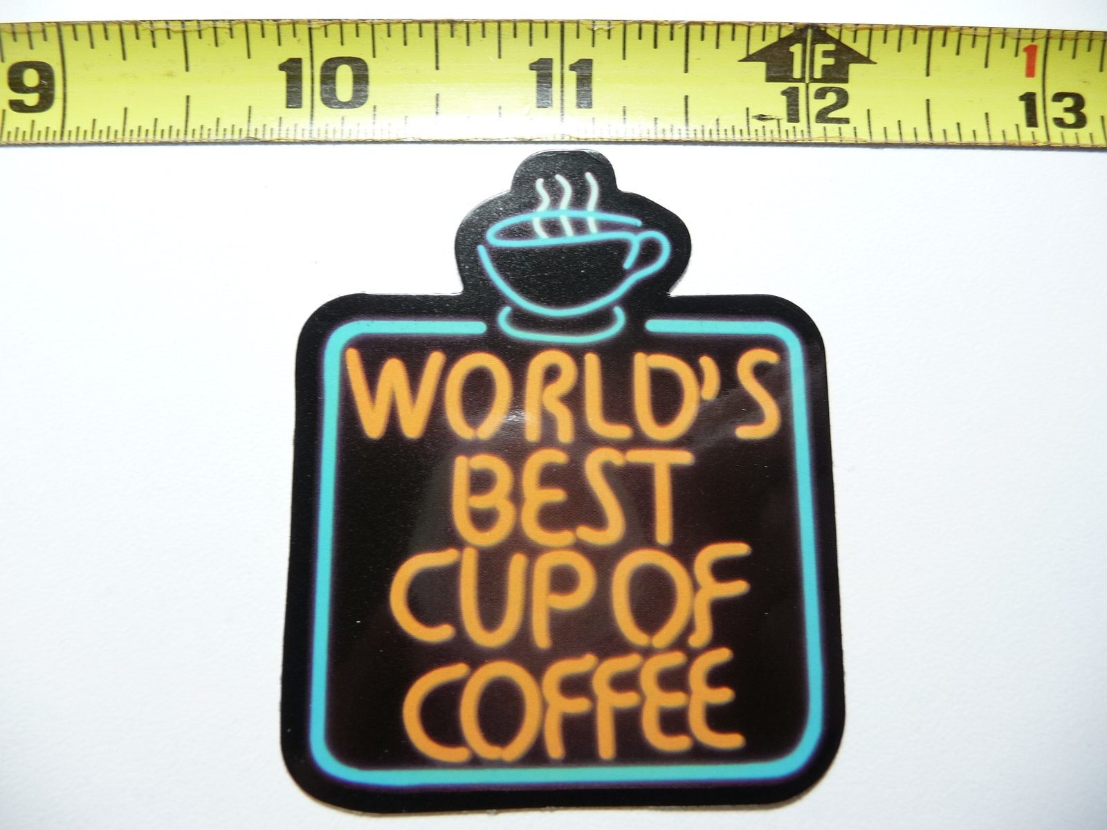 Vibrant Neon Coffee Cup Sticker Decal Fun Colorful Design