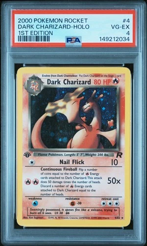 2000 POKEMON ROCKET 1ST EDITION #4 DARK CHARIZARD-HOLO PSA 4