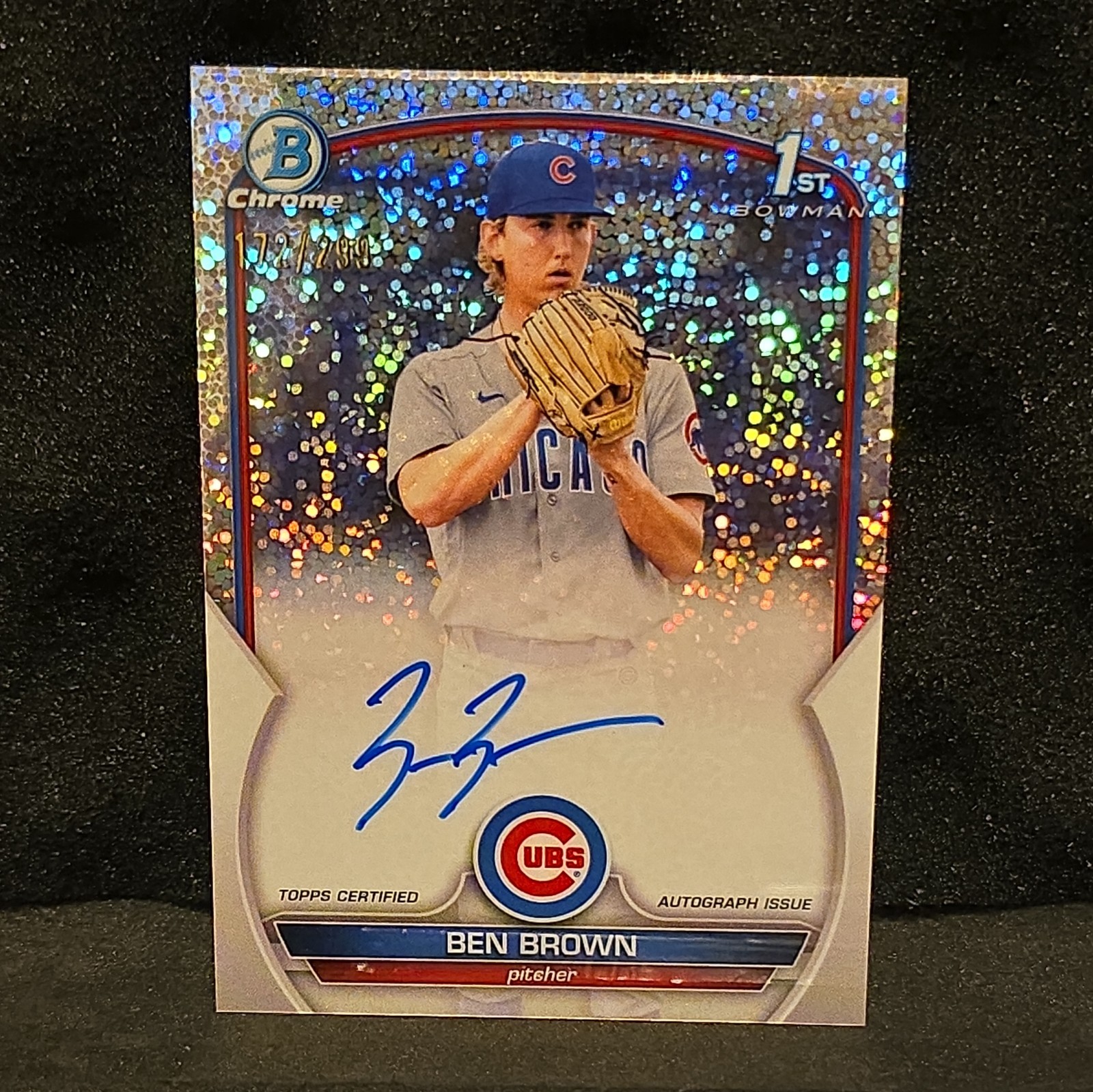 2023 Bowman Chrome 1st Auto Ben Brown Speckle 172/299 RC CUBS Prospect Rookie