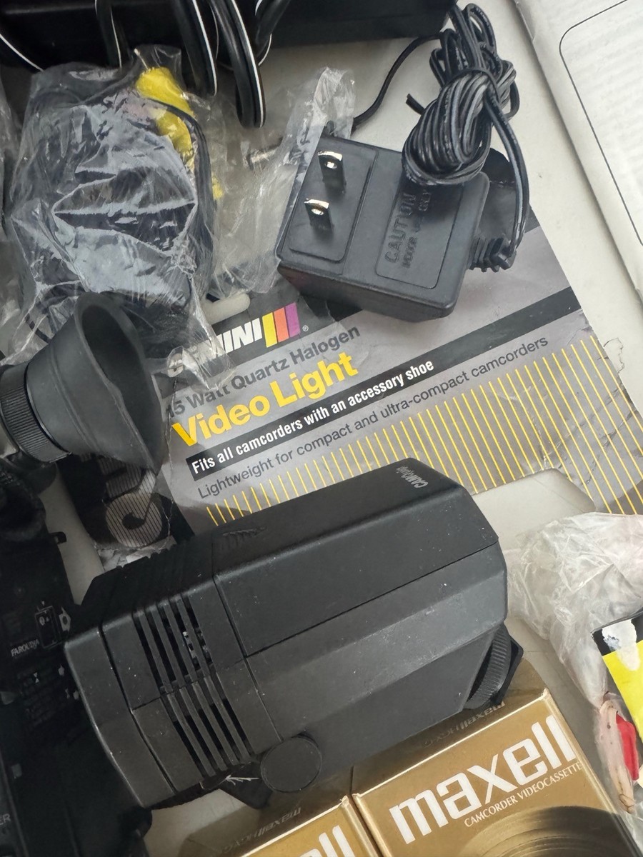 Hitachi VM-E25A 8mm Camcorder Lot w/ Bag, Light, Manual, 2