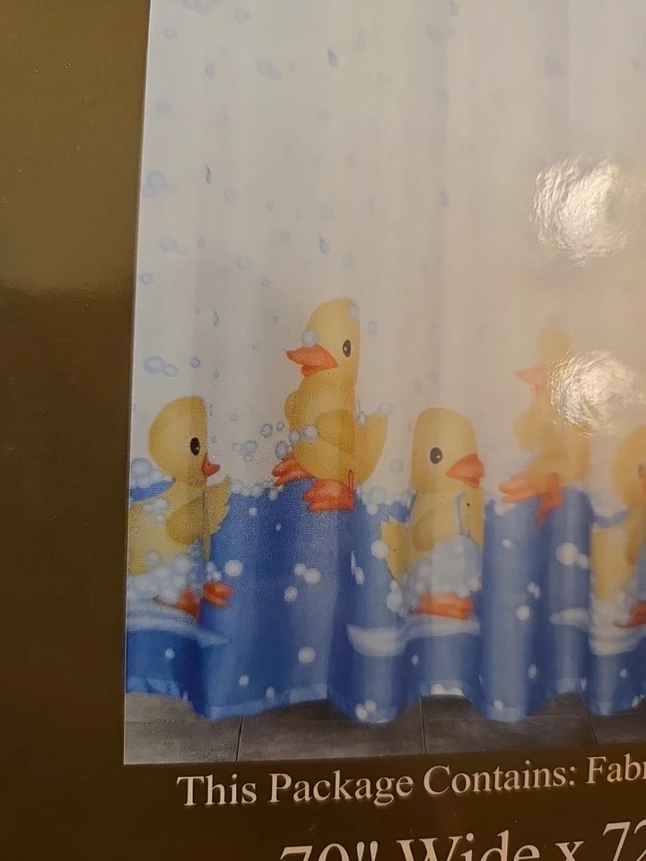 NUEVA Cortina de Ducha de Tela 70 X 72” PATO GOMA Amarillo Patito Vintage Beatrice Foto 3 de 4